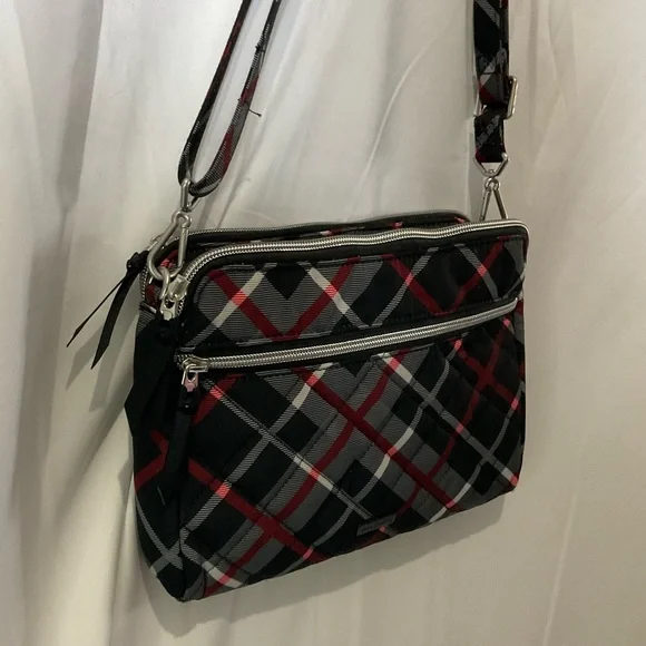 Vera Bradley Women’s Black/Red/Gray/White Plaid Crossbody Purse - Picture 10 of 12